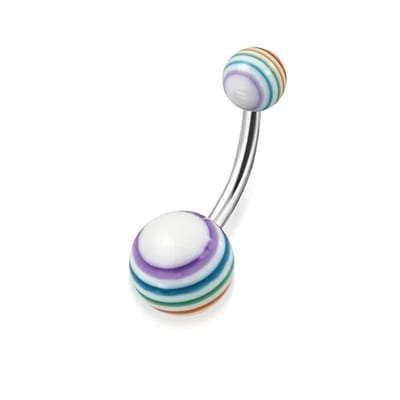 Aramat Jewels | Navelpiercings | Kleurrijke Regenboog Acryl Navelpiercing | | | |8mm | Staal | Volwassenen | Verkleurd niet