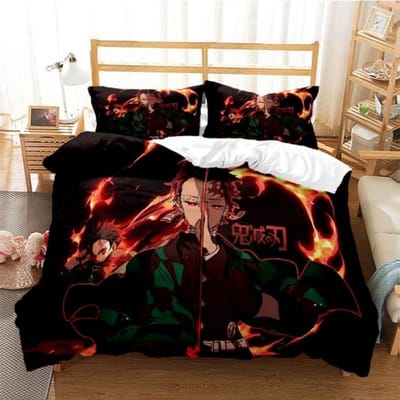 Hot Anime Demon Slayer Beddengoedset Japanse Cartoon Bedlinnen 200x220 Tieners Meisjes Twin Single Queen King Full Dekbedovertrek Sets cot size 70x133cm