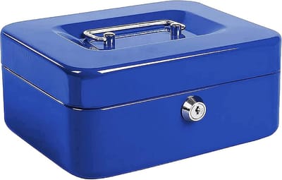 Blauwe Geldcassette met Kleingeldlade en Slot - Compact en Veilig