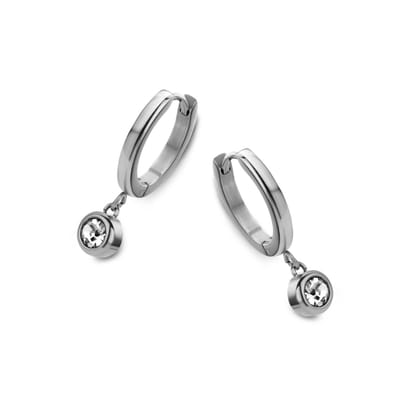 CO88 Collection Sparkle 8CE-70108 Stalen Oorringen - Hart 6 mm - Zilverkleurig
