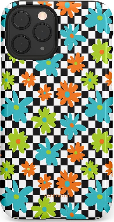 Casetastic Hoesje Geschikt voor Apple iPhone 11 Pro - Stijlvolle Beschermende Duo-layer Case - Retro Bloem Power