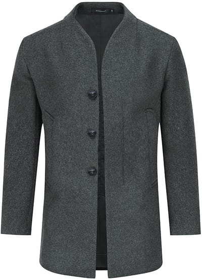 ALLTHEMEN Heren Winterjas Slim Fit Business Coat - Lang Wollen Jas - XS