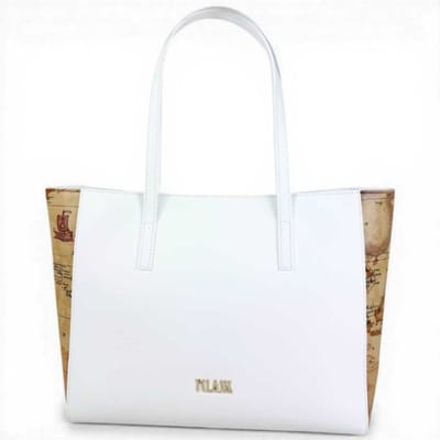 Alviero Martini 1 Classe Winkelmand Monogram Vrouw Wit met All-Over Logo en Geo Details