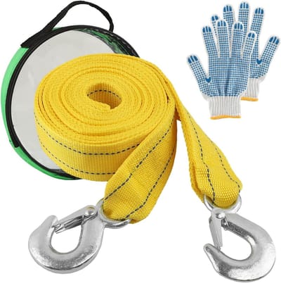 Sleepriem Heavy Duty - Sleeptouw Vrachtwagen - Voertuigen Slepen - 5 Ton Capaciteit - 4 Meter Lengte - Geel