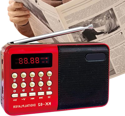 Kleine Radio - Draagbare Luidspreker - Muziek Luisteren - Verbeterde Antenne - 10 x 2.8 x 6.5 cm - Rood