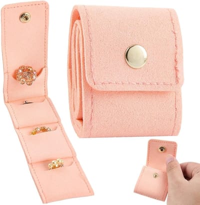 Compacte Sieradenopslag Tas voor Reizen - Vouwbare Organizer voor Ringen, Oorbellen en Kettingen - Perfecte Cadeau voor Vrouwen (Roze)