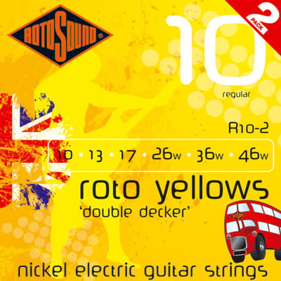 Rotosound R10-2 Yellows Gitaarsnaren voor Elektrische Gitaar (10-46) 2-Pack
