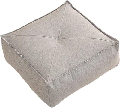 Vierkant Poef Kussen - Tatami Zitkussen - Ontspannen Zitten - Ademend Linnen - 40x40x15 cm - Lichtgrijs
