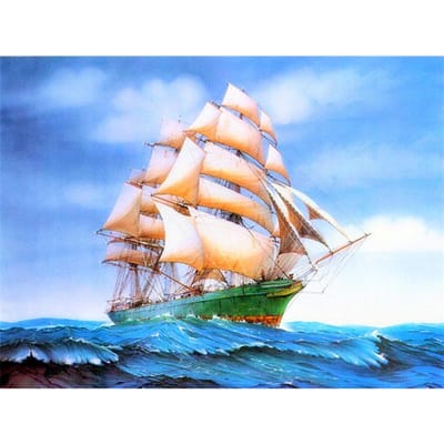 5D diamant geborduurd landschap zee zeilboot diamant schilderij landschap strass kruissteek 20X30CM white
