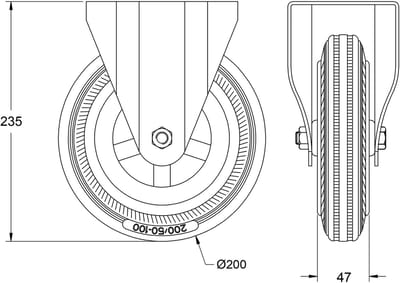 200 mm (8 inch) roestvrijstalen zwenkwiel met grijs rubber, vast, 410 kg, set van 2