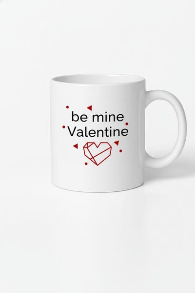 Keramische Valentijn Mok 'Be Mine Valentine' met Geometrisch Hart | Romantisch Liefdesgeschenk