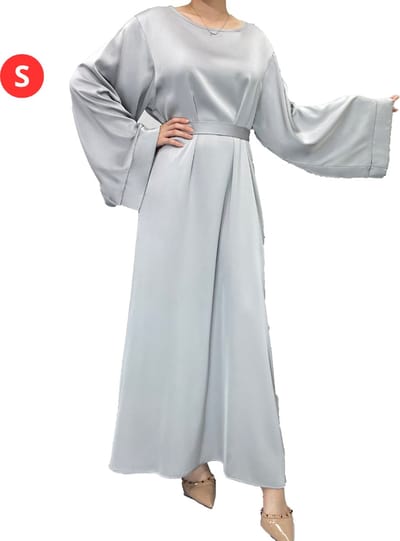Bovista Islamitische Kleding - Abaya - Gebedskleding Dames - Alhamdulillah - Jilbab - Khimar - Vrouw - Zilvergrijs - Maat S
