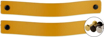 Leren handgrepen - Okergeel - 2 stuks - 20,0 x 2,5 cm - incl. 3 kleuren schroeven - Gele handgrepen leer - Leren meubelgreep - Leren handvaten kast - Leren lus - Handgreep leer - Leren greepjes - Handvat leer - Leren deurgreep - Leren handgreep geel