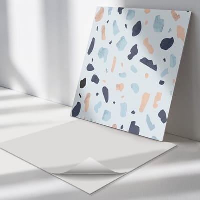 Wallfluent Vinyl Tegels - Abstract Steenpatroon Vloer Tegels PVC - 30 cm x 30 cm - Blauw PVC Tegels - Verpakking van 9 stuks - Vierkant PVC Tegels - Texturen Plaktegels - Zelfklevende PVC Tegels - Plaktegels Keuken en Badkamer