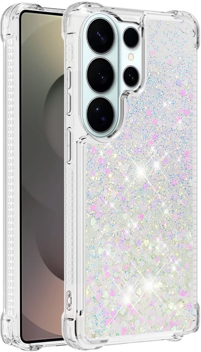 Coverup Hoesje - Geschikt voor Samsung Galaxy S26 Ultra Hoesje - Coverup Liquid Glitter Back Cover - Wit