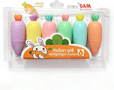 Markeerstiften in macaron-kleuren, 6 stuks, sneldrogend en ideaal voor school, kantoor en knutselen voor Pasen