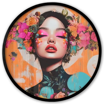 Poster in lijst Rond - Fotolijst 40x40 cm - Posters - Portret - Vrouw - Abstract - Bloemen - Ronde posterlijst zwart - Decoratie - Wanddecoratie woonkamer - Muurdecoratie slaapkamer