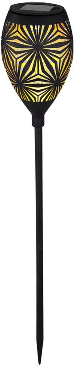 Solarlamp zwart buitenlamp moderne plug-in verlichting tuindecoratie, terraslamp decoratieve gestanste aarde piek, metaal goud, 1x LED warm wit, DxH 11x58 cm