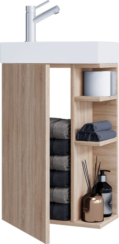 2-delige badkamermeubelset gastentoilet gastentoilet wastafel klein smal Lumia