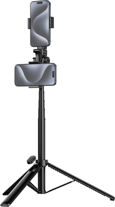 Ulanzi MT-70 Selfiestick statief met bluetooth remote - Gebruik 2 telefoons tegelijkertijd - Uitschuifbaar tot 158 cm- Film horizontaal en verticaal - Met cold shoe mount voor accessoires - Zwart