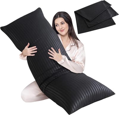 Full Body Kussen - Lang Kussen Bedkussen - Comfortabel Slapen - Zelfnivellerend Vulling - 50 x 137 cm - Zwart