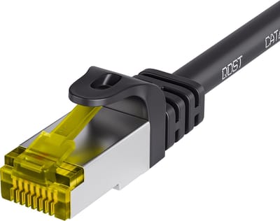 Qost - CAT7 10G internetkabel - SFTP PIMF - 10 Gbps / 500 MHz - 100% koper - RJ45 Connectoren - Patchkabel / Netwerkkabel - 0.25 meter - Zwart