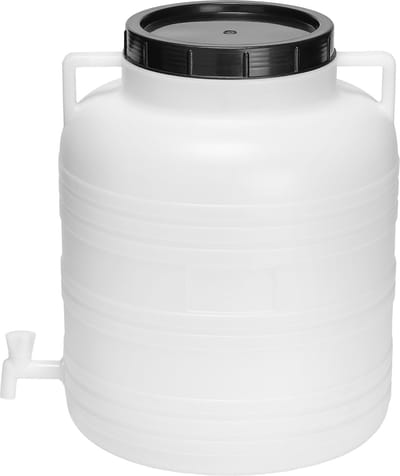 Garronda 60l Kunststof Trommel Met Deksel – Regenton met Kraan - Vat - HDPE - Voedselvat - Tuin Hobbock – Wit - GD-STE-BarrelGMR