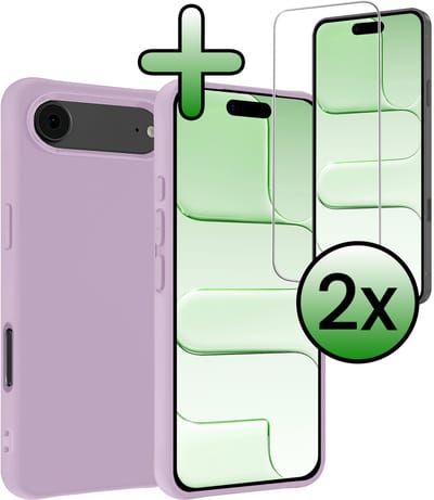 Hoesje Met 2x Screenprotector - Geschikt voor Apple iPhone Air - Sterk & Shockproof - Back Cover - Siliconen Case - Telefoon Hoes - Lila