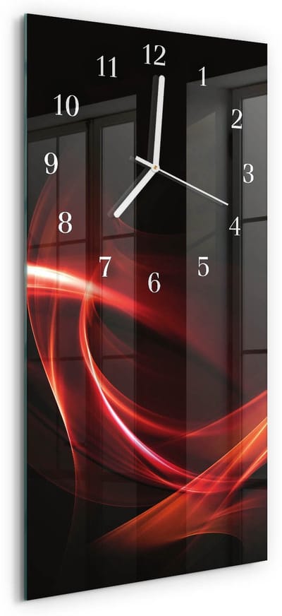 Tulup Wandklok - Abstractie Moderne Wandklok Glas - 30x60 cm - Veelkleurig Wandklok Glas Decoratie - Witte Handen - Rechthoekige Wandklok - Glazen Wandklok Design - Klok Glas Met Opdruk