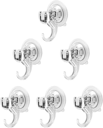 6 Pack Zuignap Haakjes zonder Boren, Sterke Zuignappen voor Badkamer, Keuken en Douche - Tot 3KG Draagvermogen, Transparante Towel Hanger voor Ramen en Glas