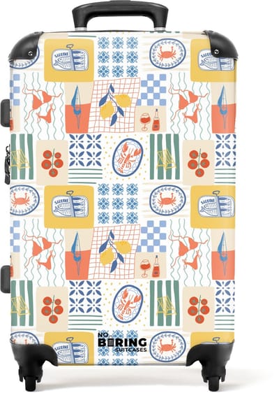 NoBoringSuitcases.com - Grote koffer - Italiaanse zomer print kleurrijk - Kinderkoffer geschikt voor jongen en meisjes - Reiskoffer met 4 wielen - Trolley op wieltjes - Rolkoffer groot kinderen - 72 liter - Ruimbagage valies 20kg