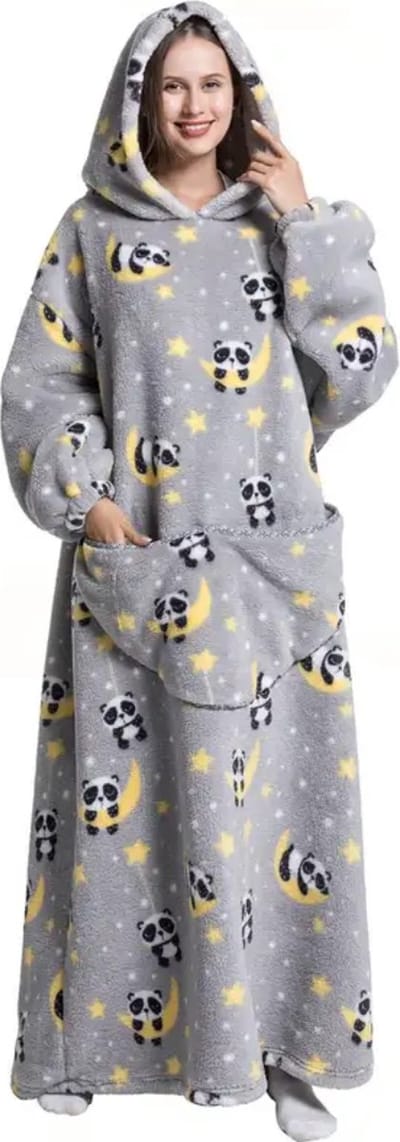 Bovista Hoodie Deken Met Mouwen - Onesie - Fleece Blanket - Dames - Heren - Kinderen - Plaid - Knuffeldeken - Extra Zacht - Panda