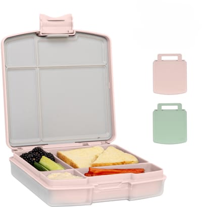 Ubbi Bentobox - Lunchtrommel - Lunchbox - 4 vakken - Handvat - Luchtdicht - Vaatwasserbestendig - Roze