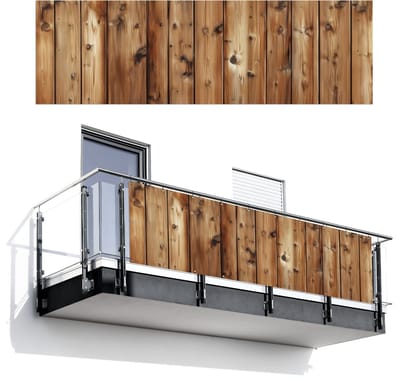 Balkonscherm 300x95 cm - Balkonposter Hout - Planken - Bruin - Balkon scherm decoratie - Balkonschermen - Balkondoek zonnescherm