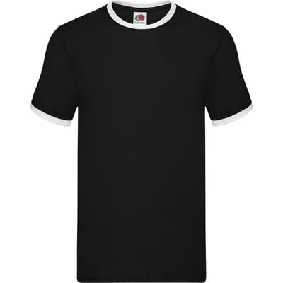 Fruit of the Loom Heren Ringer Contrast T-shirt (Zwart/Wit)