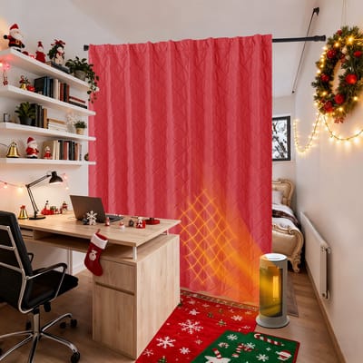 Qelus Extra Breed Verduisterende Gordijn 254x214cm - 410gsm Warmte- en Geluidsisolerend Fluweel - Kant en Klaar met Plooiband - Kerstrood