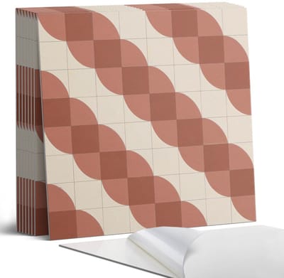 Coloray Plaktegels - Geometrisch golvend patroon Portugese Tegels - 30 cm x 30 cm - Bruin Plaktegels - 9 stuks - Vierkant PVC Tegels - Plaktegels Keuken - Zelfklevende Vloertegels - Vinyltegels Vloer Zelfklevend - Zelfklevende Tegels
