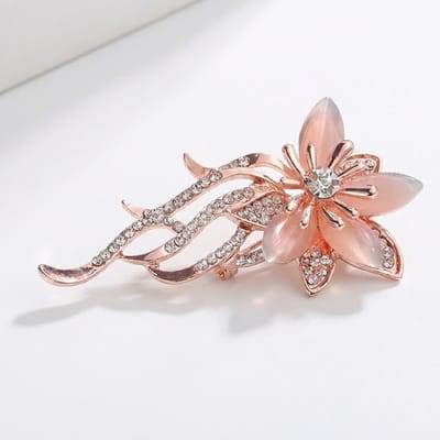 Elegante Orchidee Broche met Strass – Luxe Dames Broche in Roségoud