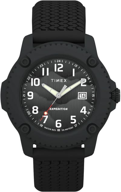 Timex Expedition Timberline Quartz Analoog Horloge Zwart Kast Gemaakt Van 100% Aluminium En Een Armband Van 100% Siliconen 42 TW4B34800AJ