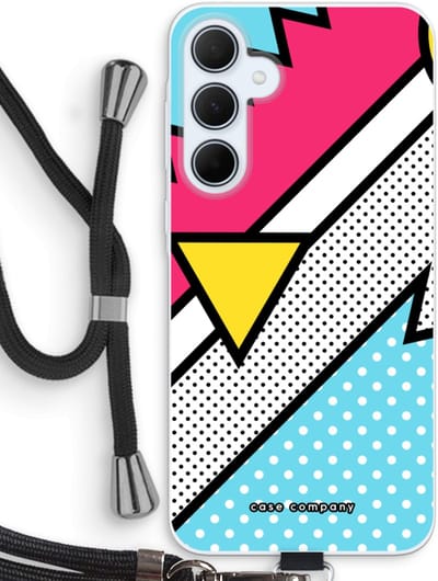 Case Company® - Hoesje met koord geschikt voor Samsung Galaxy A35 hoesje met Koord - Pop Art #3 - Telefoonhoesje met Zwart Koord - Bescherming aan alle Kanten en Over de Schermrand