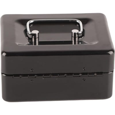 Boîte à Caisse Métallique 6 Compartiments Boîte à Argent Haute Sécurité avec Plateau à Monnaie et Serrure à Clé pour Maison Entreprise Noir black