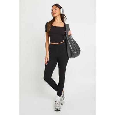 boohoo Dames Basic legging met hoge taille | Black | Maat: 6