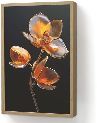 Wandlamp 40x60 cm - Oplaadbaar - Bloem - Orchidee - Oranje - Wandlampen binnen woonkamer - Slaapkamer lamp - Decoratieve nachtlamp - Vloerlamp draadloos