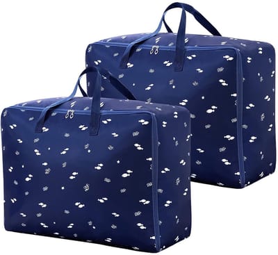 2 stuks - Opbergzakken - Opbergzakken voor kleding - Extra grote opbergzakken voor kleding - Opvouwbare opbergzakken - Geschikt voor dekbedden, kleding, dekens en kussens - 70×50×30cm - Marineblauw