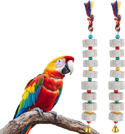 Kleurige Kaukstenen voor Vogels - Beak Care Accessoires voor Papegaaien, Parkieten en Cockatiels - 2 Stuks Calciumstenen voor Gezonde Snavels en Speelplezier
