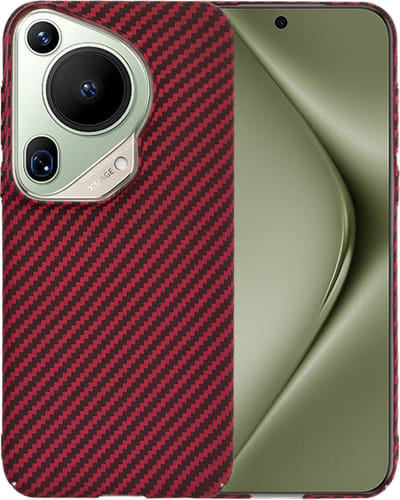 Hoesje geschikt voor Huawei Pura 70 Ultra - Techsuit Carbonite FiberShell Carbon Back Cover - Rood