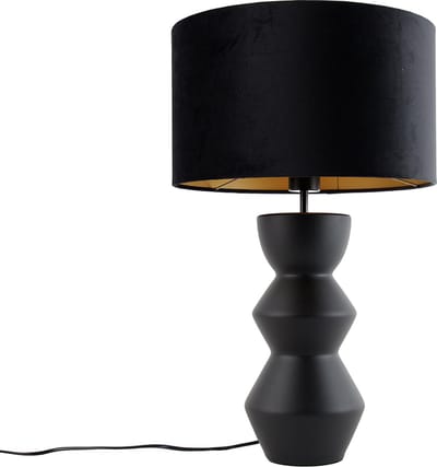 QAZQA alisia - Design Tafellamp met kap - 1 lichts - H 60 cm - Zwart Goud - Woonkamer | Slaapkamer | Keuken
