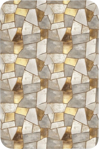 Badmat 60x90 cm - Antislip - Mozaïek - Marmer - Goud - Badmatten voor badkamer - Badkamermat - Douchemat - Badkamer mat