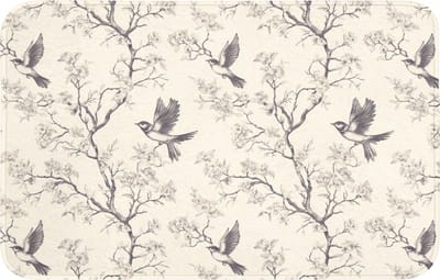 Badmat 80x50 cm - Antislip - Takken - Vogels - Beige - Badmatten voor badkamer - Badkamermat - Douchemat - Badkamer mat