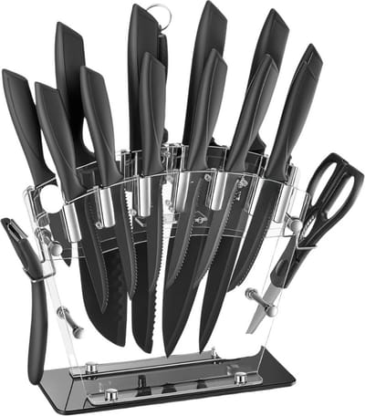 ApexArte® Messenset met Blok - Messensets met Messenblok - Koksmes - Keukenmessen Set - Super Scherp